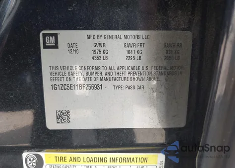 2011 Chevrolet Malibu 1Lt из США, поврежденный, VIN 1G1ZC5E11BF256931